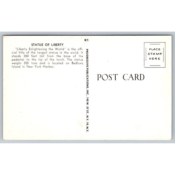 Postcard New York Harbor Statue of Liberty Enlightening the World Bedlows Island - Picture 2 of 2